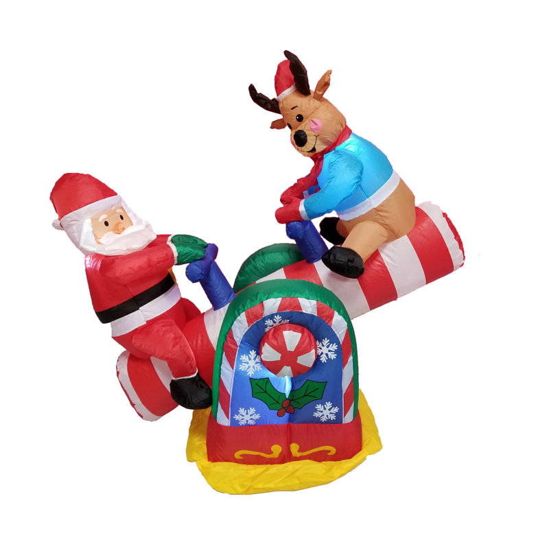 The Holiday Aisle® Christmas Inflatables Animated Santa Reindeer Teeter